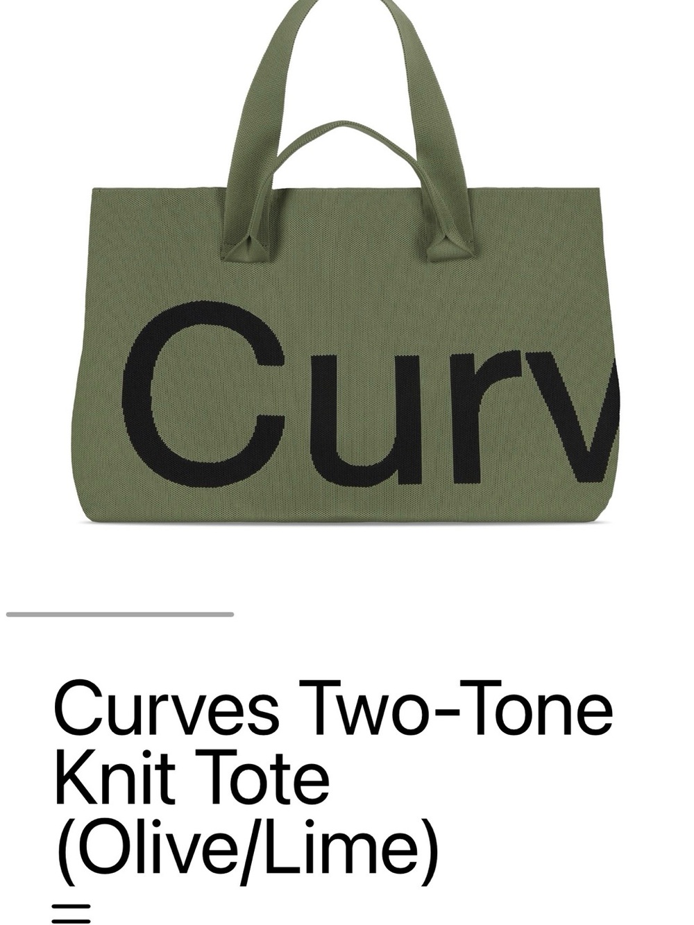 Two-Tone Olive Knit Tote with Black Logo